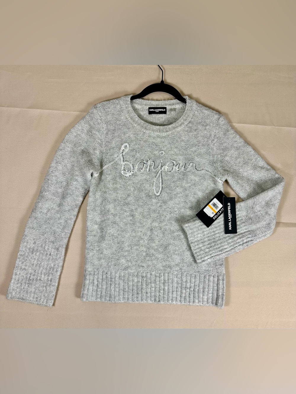 Karl Lagerfeld Paris Bonjour Sequin Sweater NWT Size S Small